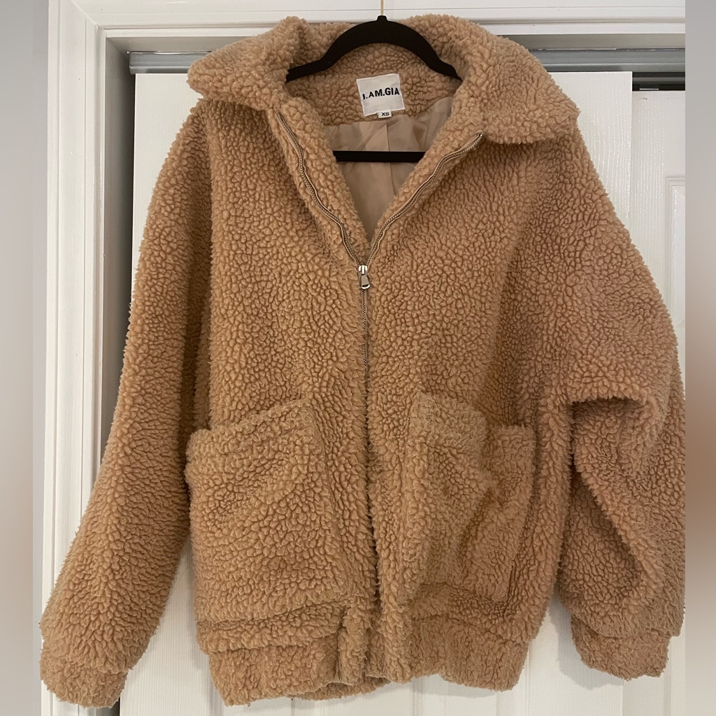 I. Am. Gia. Teddy Jacket Tan Oversized